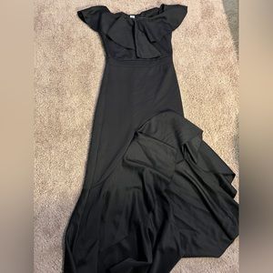 Black Asymmetrical Off Shoulder Dress